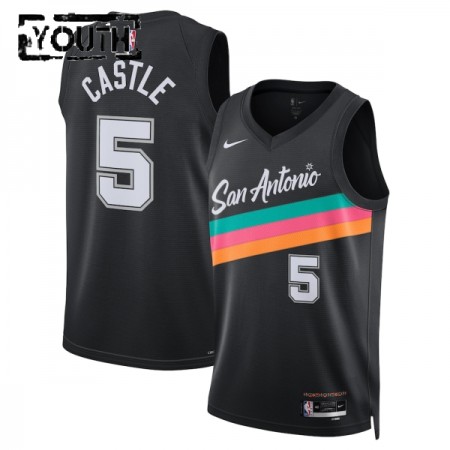 Barn San Antonio Spurs Tröja Stephon Castle Nike 2025-26 City Edition Svart Swingman Barn San Antonio Spurs Tröja Stephon Castle Nike 2025-26 City Edition Svart Swingman